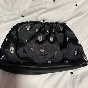 Maeve Black Satin Hair Accessory with Crystal Embellishments